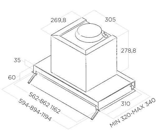 Вытяжка встраиваемая Elica Boxin LX/IX/A/60 нержавеющая сталь управление: поворотные переключатели (1 мотор)