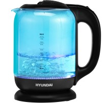Чайник электрический Hyundai HYK-G2806 1.7л. 2200Вт голубой/черный корпус: стекло