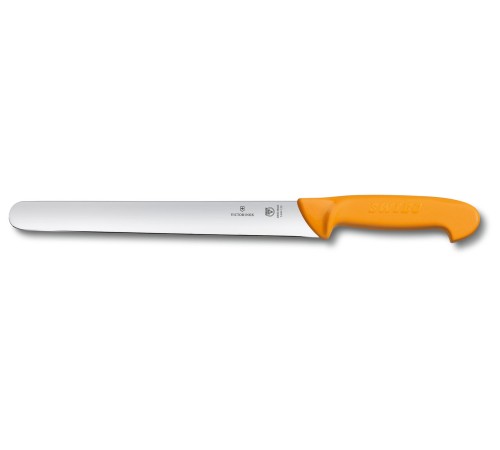 Нож кухонный Victorinox Swibo (5.8441.30) стальной универсальный для мяса лезв.300мм прямая заточка оранжевый Нож кухонный Victorinox Swibo (5.8441.30) стальной универсальный для мяса лезв.300мм прямая заточка оранжевый