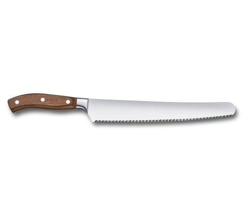 Нож кухонный Victorinox Grand Maitre Wood (7.7430.26G) кованый универсальный для хлеба лезв.260мм серрейт. заточка коричневый Нож кухонный Victorinox Grand Maitre Wood (7.7430.26G) кованый универсальный для хлеба лезв.260мм серрейт. заточка коричневый