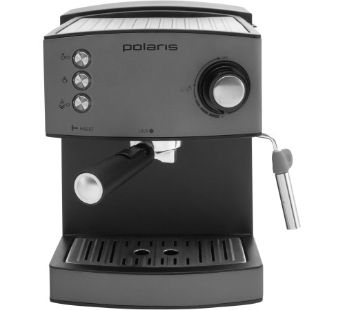 Кофеварка рожковая Polaris Adore Crema PCM 1527E 850Вт серый/черный