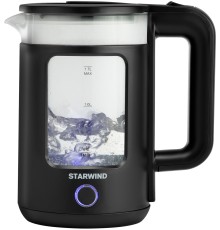 Чайник электрический Starwind SKG1053 1.7л. 1800Вт черный корпус: стекло