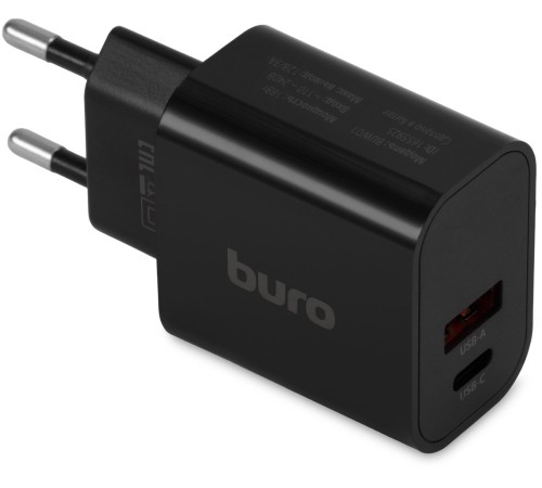 Сетевое зар./устр. Buro BUWD1 20W 3A (PD+QC) USB-C/USB-A универсальное черный (BUWD18P110BK) Сетевое зар./устр. Buro BUWD1 20W 3A (PD+QC) USB-C/USB-A универсальное черный (BUWD18P110BK)