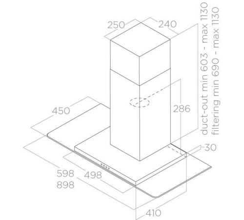Вытяжка каминная Elica Flat Glass IX/A/90 нержавеющая сталь управление: кнопочное (1 мотор)