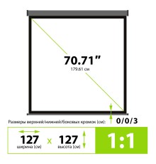 Экран Cactus 127x127см Wallscreen CS-PSW-127X127-SG 1:1 настенно-потолочный рулонный серый