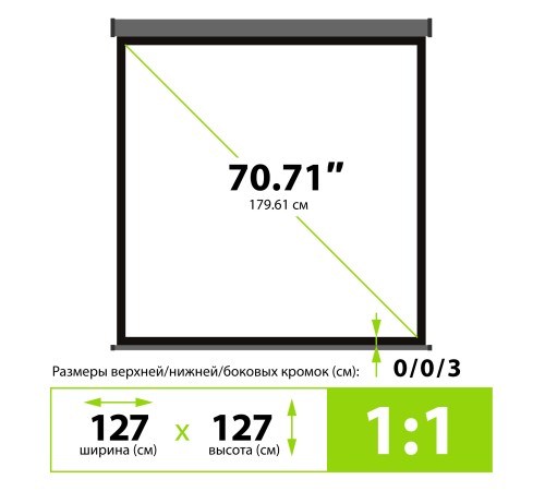 Экран Cactus 127x127см Wallscreen CS-PSW-127X127-SG 1:1 настенно-потолочный рулонный серый Экран Cactus 127x127см Wallscreen CS-PSW-127X127-SG 1:1 настенно-потолочный рулонный серый
