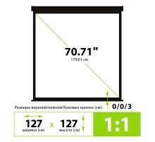 Экран Cactus 127x127см Wallscreen CS-PSW-127X127-BK 1:1 настенно-потолочный рулонный черный