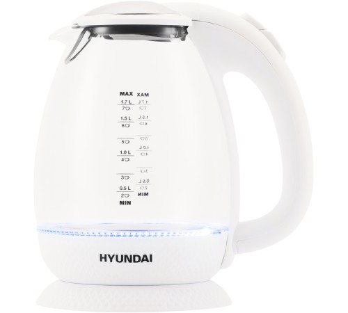 Чайник электрический Hyundai HYK-G3805 1.7л. 2200Вт белый/прозрачный корпус: стекло Чайник электрический Hyundai HYK-G3805 1.7л. 2200Вт белый/прозрачный корпус: стекло