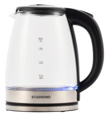 Чайник электрический Starwind SKG4777 1.8л. 2000Вт черный/прозрачный корпус: стекло