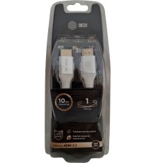 Кабель аудио-видео Cactus CS-HDMI.2.1-1 HDMI (m)/HDMI (m) 1м. позолоч.конт. серебристый