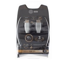 Кабель аудио-видео Cactus CS-HDMI.2.1-3 HDMI (m)/HDMI (m) 3м. позолоч.конт. серебристый