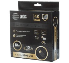 Кабель аудио-видео Cactus CS-HDMI.2-10 HDMI (m)/HDMI (m) 10м. позолоч.конт. черный