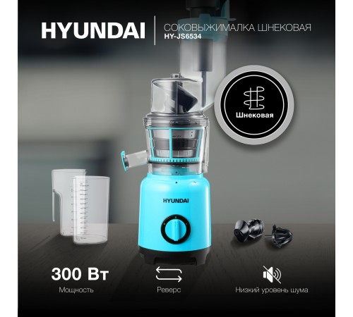 Соковыжималка шнековая Hyundai HY-JS6534 300Вт рез.сок.:1200мл. светло-синий Соковыжималка шнековая Hyundai HY-JS6534 300Вт рез.сок.:1200мл. светло-синий