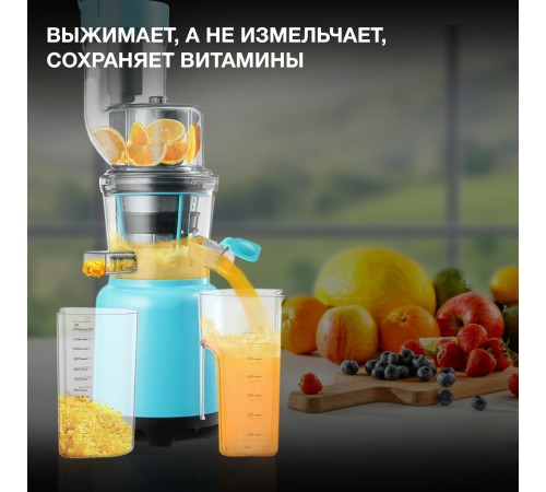 Соковыжималка шнековая Hyundai HY-JS6534 300Вт рез.сок.:1200мл. светло-синий Соковыжималка шнековая Hyundai HY-JS6534 300Вт рез.сок.:1200мл. светло-синий