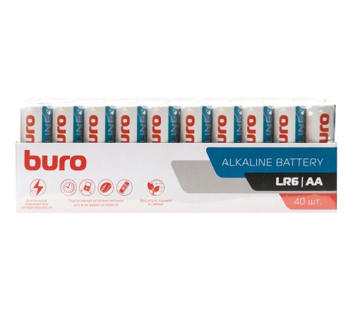Батарея Buro Alkaline LR6 AA (40шт) спайка Батарея Buro Alkaline LR6 AA (40шт) спайка