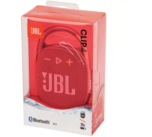 Колонка порт. JBL Clip 4 красный 5W 1.0 BT 15м 500mAh (JBLCLIP4RED) Колонка порт. JBL Clip 4 красный 5W 1.0 BT 15м 500mAh (JBLCLIP4RED)