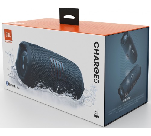 Колонка порт. JBL Charge 5 синий 40W 2.0 BT 15м 7500mAh (без.бат) (JBLCHARGE5BLU)
