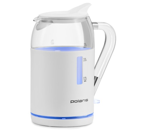 Чайник электрический Polaris PWK 1563CGL 1.5л. 2200Вт белый/прозрачный корпус: стекло/пластик