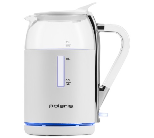 Чайник электрический Polaris PWK 1563CGL 1.5л. 2200Вт белый/прозрачный корпус: стекло/пластик