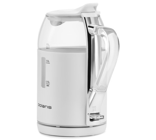 Чайник электрический Polaris PWK 1563CGL 1.5л. 2200Вт белый/прозрачный корпус: стекло/пластик