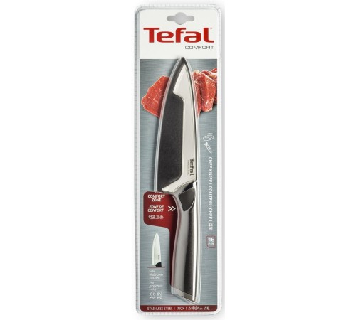Нож кухонный Tefal K2213104 (2100121736) стальной шеф лезв.150мм прямая заточка серебристый/черный пласт.коробка Нож кухонный Tefal K2213104 (2100121736) стальной шеф лезв.150мм прямая заточка серебристый/черный пласт.коробка