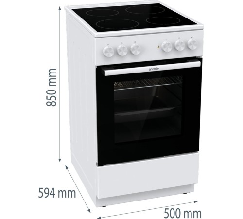 Плита Электрическая Gorenje Essential GEC5A41WG белый/черный стеклокерамика