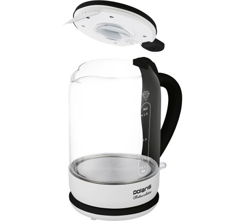 Чайник электрический Polaris PWK 1753CGL 1.5л. 1950Вт белый/черный корпус: стекло/пластик