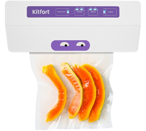 Вакуумный упаковщик Kitfort КТ-1523-1 110Вт белый/фиолетовый Вакуумный упаковщик Kitfort КТ-1523-1 110Вт белый/фиолетовый