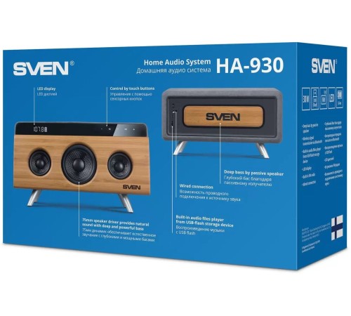 Колонка порт. Sven АС HA-930 дерево/черный 30W 1.0 BT/3.5Jack/USB 2200mAh