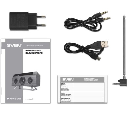 Колонка порт. Sven АС HA-930 дерево/черный 30W 1.0 BT/3.5Jack/USB 2200mAh