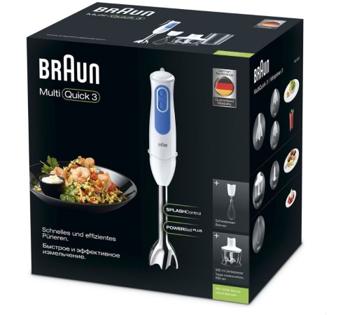 Блендер погружной Braun MQ3035WH Sauce 700Вт белый/синий Блендер погружной Braun MQ3035WH Sauce 700Вт белый/синий