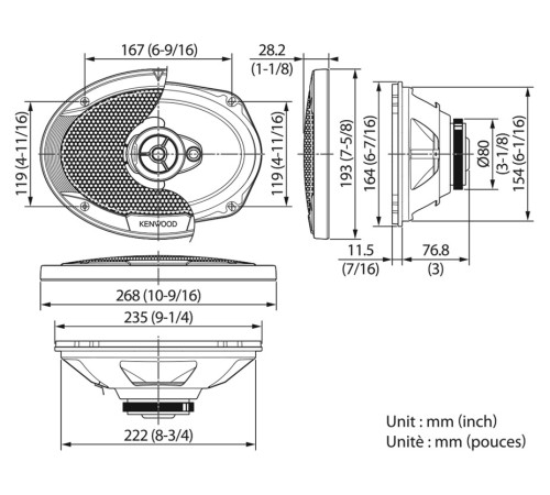 Колонки автомобильные Kenwood KFC-S6966 400Вт 91дБ 4Ом 16x23см (6x9дюйм) (ком.:2кол.) коаксиальные трехполосные Колонки автомобильные Kenwood KFC-S6966 400Вт 91дБ 4Ом 16x23см (6x9дюйм) (ком.:2кол.) коаксиальные трехполосные