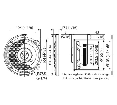 Колонки автомобильные Kenwood KFC-S1066 220Вт 88дБ 4Ом 10см (4дюйм) (ком.:2кол.) коаксиальные двухполосные Колонки автомобильные Kenwood KFC-S1066 220Вт 88дБ 4Ом 10см (4дюйм) (ком.:2кол.) коаксиальные двухполосные