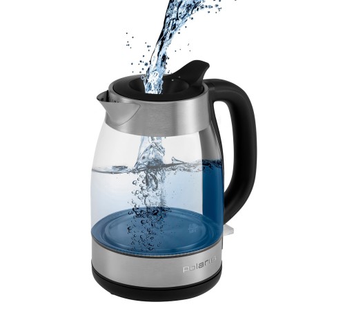 Чайник электрический Polaris PWK 1817CGL 1.8л. 2200Вт нержавеющая сталь/черный корпус: стекло/металл