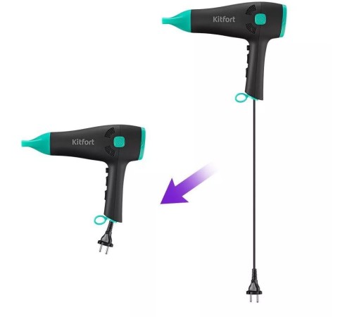 Фен Kitfort КТ-3222 2000Вт черный/бирюзовый Фен Kitfort КТ-3222 2000Вт черный/бирюзовый