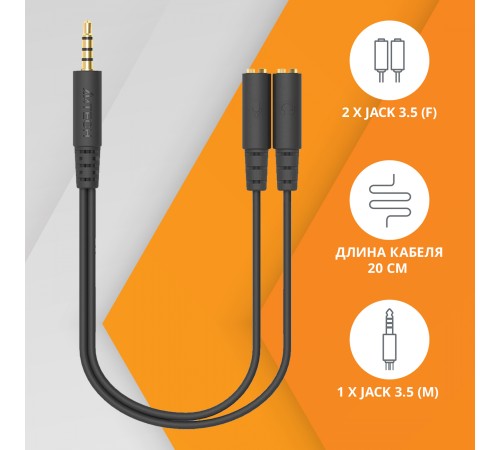 Адаптер аудио A4Tech AD-3P 2xJack 3.5 (f)/Jack 3.5 (m) 0.2м. черный Адаптер аудио A4Tech AD-3P 2xJack 3.5 (f)/Jack 3.5 (m) 0.2м. черный