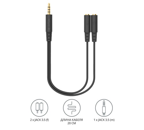 Адаптер аудио A4Tech AD-3P 2xJack 3.5 (f)/Jack 3.5 (m) 0.2м. черный Адаптер аудио A4Tech AD-3P 2xJack 3.5 (f)/Jack 3.5 (m) 0.2м. черный