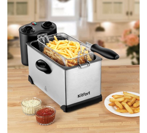 Фритюрница Kitfort КТ-4052 2000Вт серебристый/черный Фритюрница Kitfort КТ-4052 2000Вт серебристый/черный