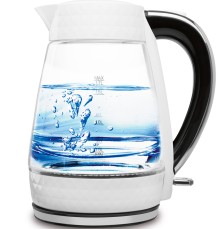 Чайник электрический Polaris PWK 1704CGL Diamond 1.7л. 2200Вт белый/черный корпус: стекло/пластик (PWK 1704CGL)