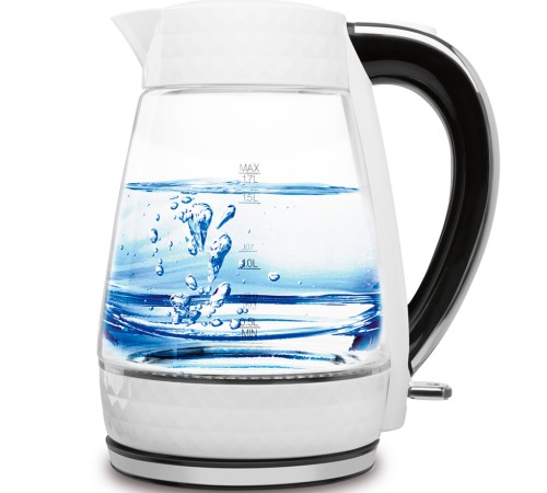 Чайник электрический Polaris PWK 1704CGL Diamond 1.7л. 2200Вт белый/черный корпус: стекло/пластик (PWK 1704CGL)