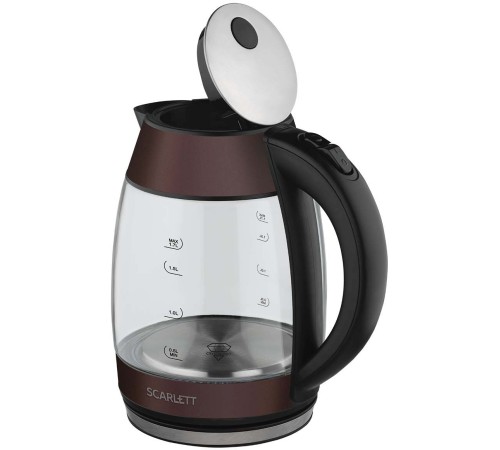 Чайник электрический Scarlett SC-EK27G100 1.7л. 2200Вт коричневый/черный корпус: стекло Чайник электрический Scarlett SC-EK27G100 1.7л. 2200Вт коричневый/черный корпус: стекло