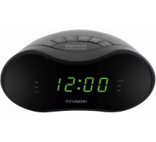 Радиобудильник Hyundai H-RCL200 черный LED подсв:зеленая часы:цифровые AM/FM
