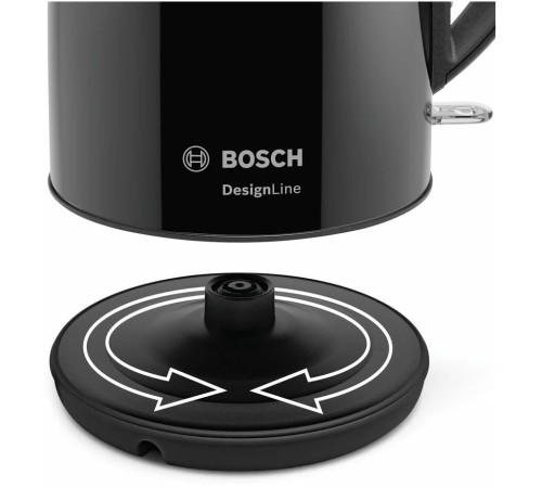 Чайник электрический Bosch TWK3P 1.7л. 2400Вт черный корпус: металл (TWK3P423)