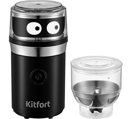 Кофемолка Kitfort КТ-799 210Вт сист.помол.:четырёхлезвийный нож вместим.:40гр черный/серебристый Кофемолка Kitfort КТ-799 210Вт сист.помол.:четырёхлезвийный нож вместим.:40гр черный/серебристый