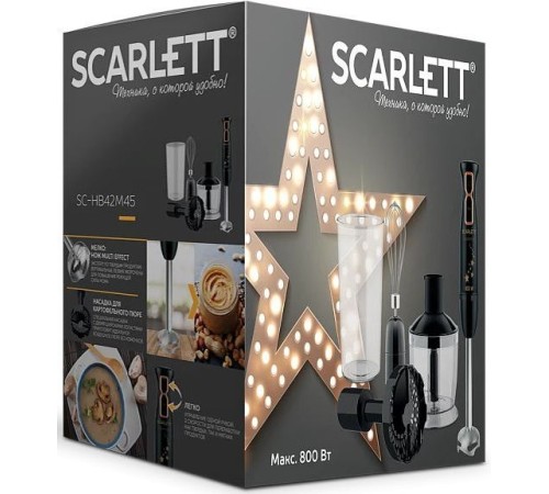 Блендер погружной Scarlett Золотая коллекция SC-HB42M45 800Вт черный/золотистый Блендер погружной Scarlett Золотая коллекция SC-HB42M45 800Вт черный/золотистый