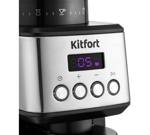 Кофемолка Kitfort КТ-790 180Вт сист.помол.:жернова вместим.:320гр нержавеющая сталь/черный Кофемолка Kitfort КТ-790 180Вт сист.помол.:жернова вместим.:320гр нержавеющая сталь/черный