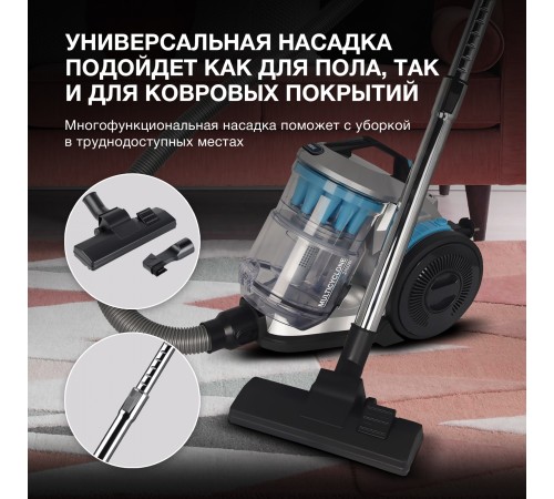 Пылесос Hyundai HYV-C2955 2400Вт серебристый/синий Пылесос Hyundai HYV-C2955 2400Вт серебристый/синий