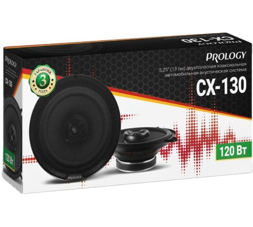 Колонки автомобильные Prology CX-130 120Вт 88дБ 4Ом 13см (5дюйм) (ком.:2кол.) коаксиальные двухполосные Колонки автомобильные Prology CX-130 120Вт 88дБ 4Ом 13см (5дюйм) (ком.:2кол.) коаксиальные двухполосные