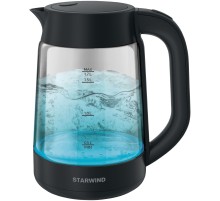 Чайник электрический Starwind SKG4030 1.7л. 2200Вт черный корпус: стекло/пластик