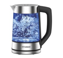 Чайник электрический Hyundai HYK-G7406 1.7л. 2200Вт черный/серебристый корпус: стекло/пластик
